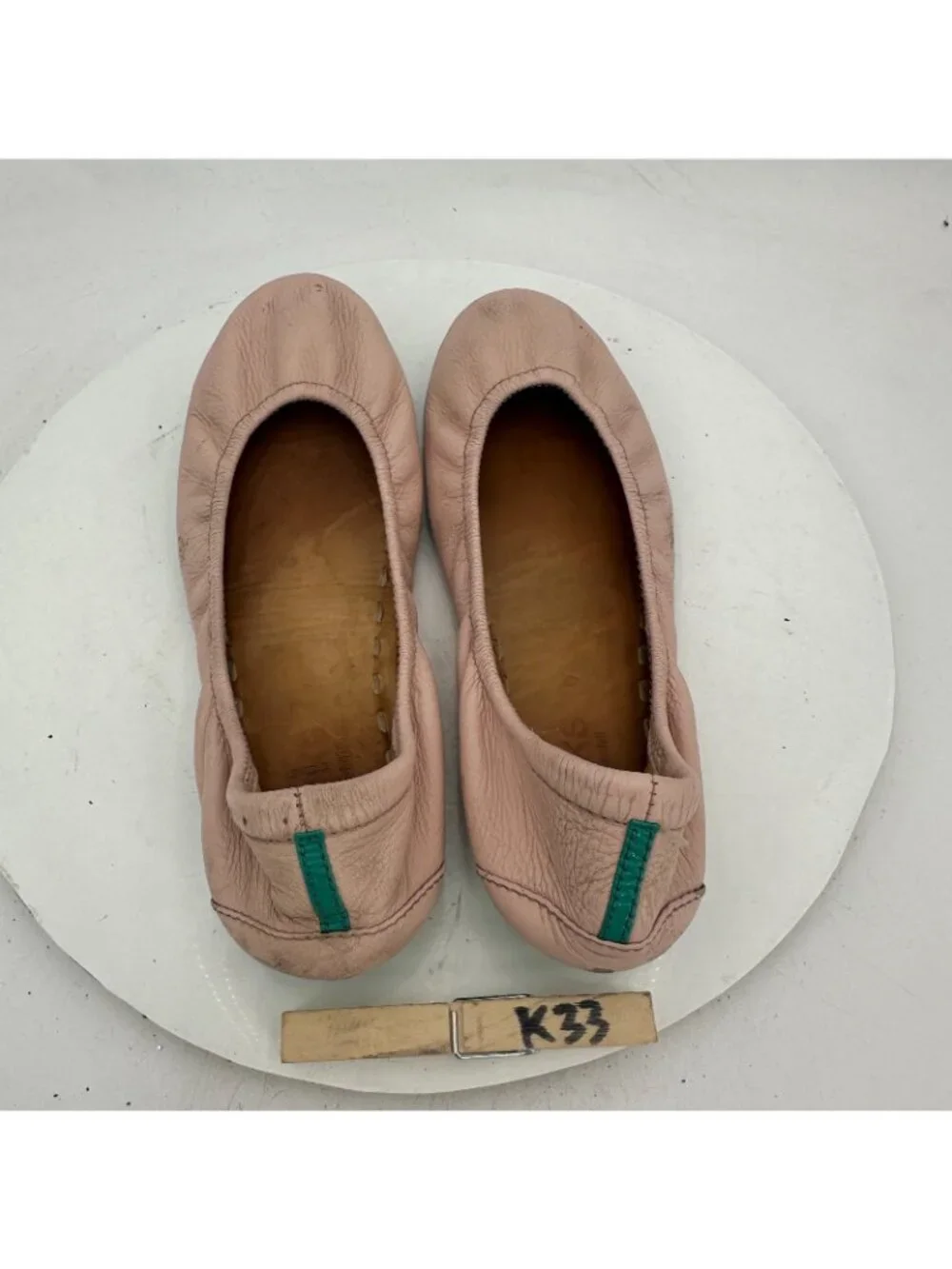 Tieks By Gavrieli Women Size 7 Baby Pink Leather Teal Accents Ballet Flat Shoes